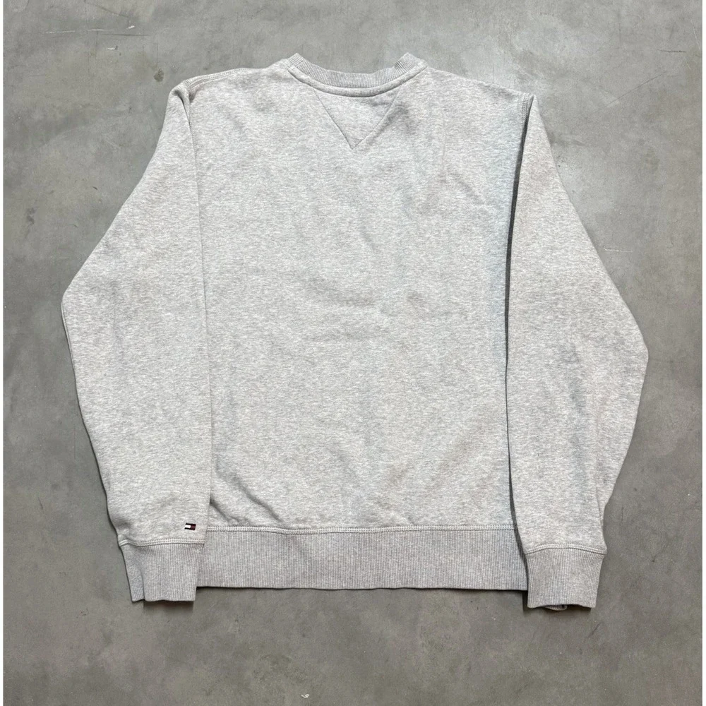Men's Tommy Hilfiger Spellout Preppy Gray‎ Cotton Pullover Sweatshirt Size Large